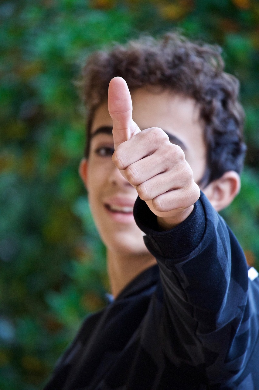 boy, smile, thumb up, positive, gesture, approach, to approve, happy, success, sign language, thumb, hand, sign language, sign language, sign language, sign language, sign language